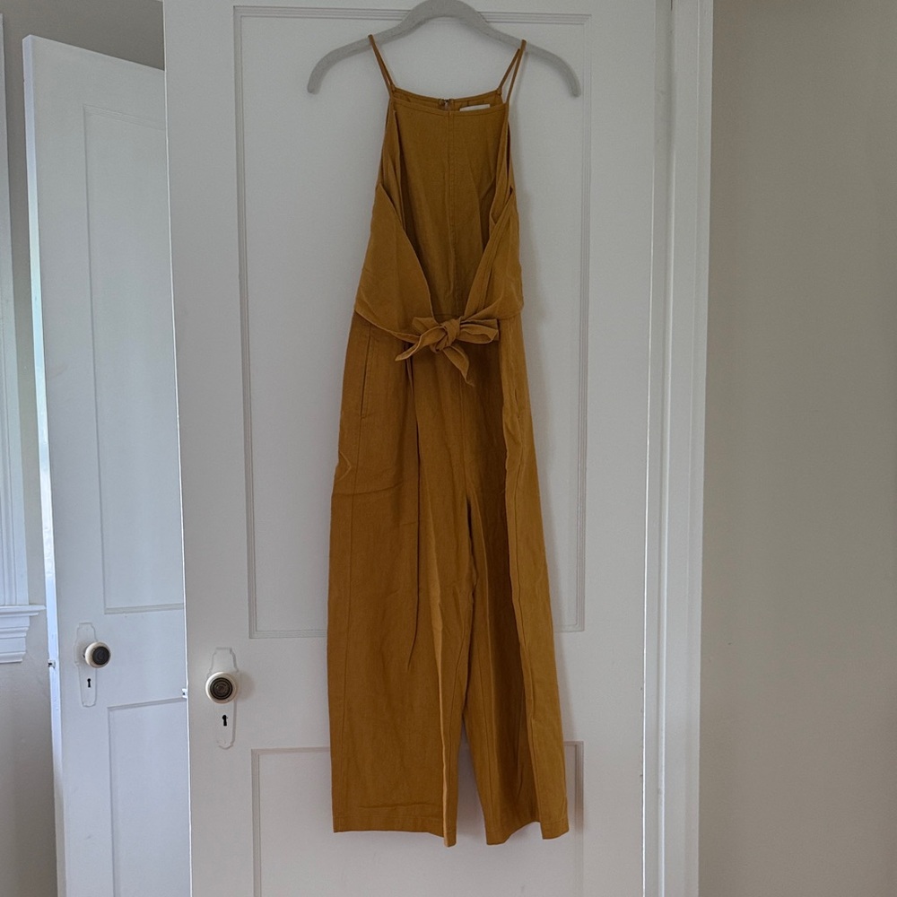 Greylin Mustard Tie-Front Jumpsuit